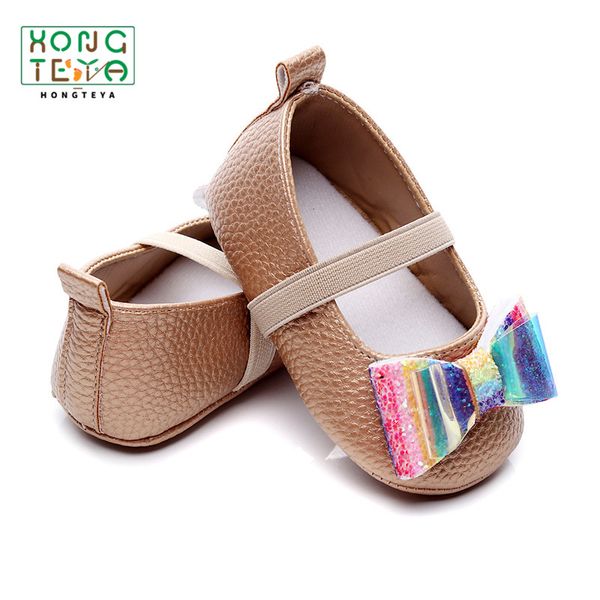 

baby shoes pu leather bow-knot newborn toddler baby girl shoes toddlers moccasins non-slip moccasin with hard rubber sole