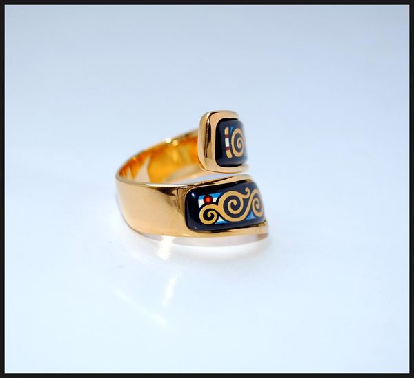

klimt series rings 18k gold-plated enamel double curved ring ring for women band rings for gift, Silver