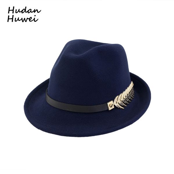 

европейский сша ролл короткие брим шерсть войлок fedora hat мужчины женщины trend унисекс джаз трилби hat с belt металлические джентльмен шл, Blue;gray