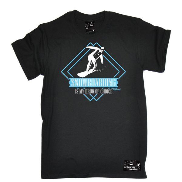 

snowboardinger my drug of choice mens powder monkeez t-shirt birthday board clothing hipster fashion tee t shirt