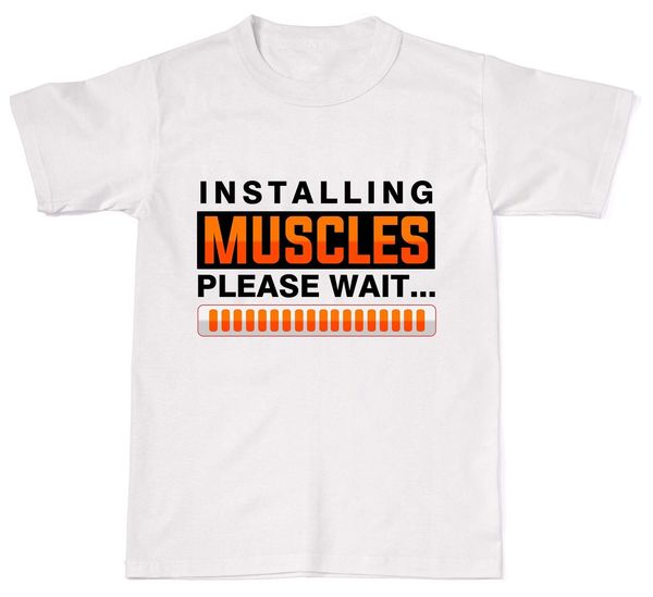 

2019 летняя мода повседневная мужчины o-neck t shirt установка мышцы пожалуйста, подождите тренировки смешные женщин людей хлопка футболку м