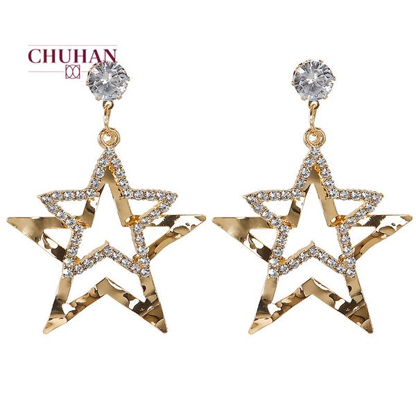 

stud chuhan 2021 fashion star earings jewerly korean earrings simple personality women trendy geometric female earing c141, Golden;silver