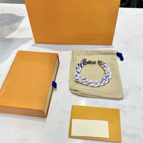 

blue sky cloud bracelet dyeing gradient blue bracelet titanium steel bracelet for man and woman jewelry, Black