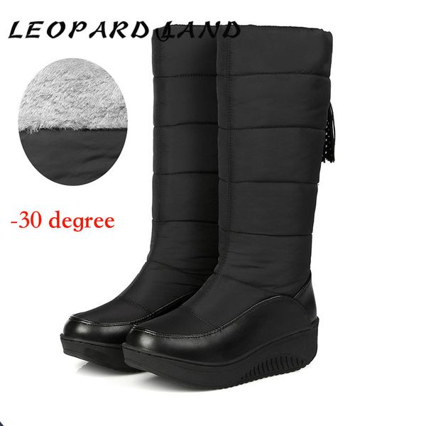 

2020 winter warm waterproof women down boots snow boots girls winter cotton snow women's middle hx-39b, Black