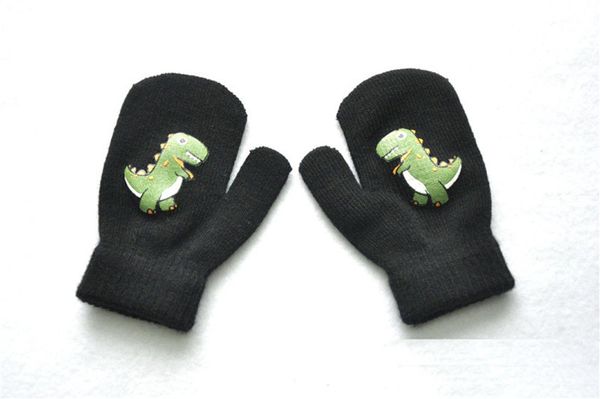 

1-5y children boys girls winter thicken gloves lovery warm fleece knitting glove cute cartoon dinosaur pattern bobby kids gloves sale f91101, White