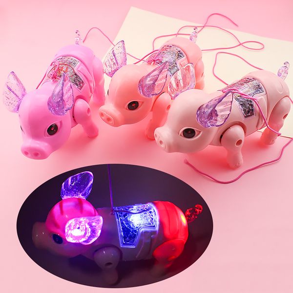 

interactive funny glow unique plastic flashing rope electronic walking pig development musical educational led pet toy