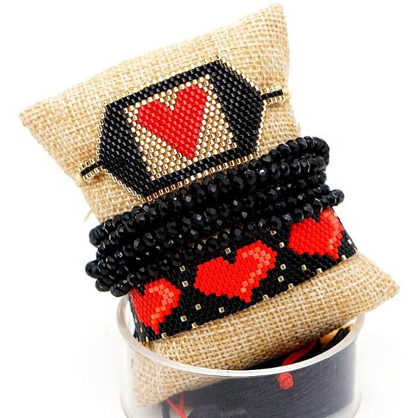 

rttooas miyuki bracelet for women pulseras mujer moda 2020 bohemian red heart tassel bracelet crystal jewelry handmade design, Golden;silver