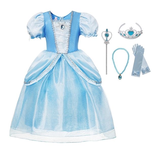 

girls princess dress halloween cendrillon dress kids puff sleeve cosplay gown child birthday party fancy dress for girl vestidos 0922, Red;yellow