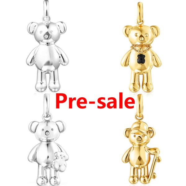 

2020 100% s925 sterling silver spain bear jewellery teddy bear vermeil skateboard necklace pendant in vermeil and onyx pre-sale