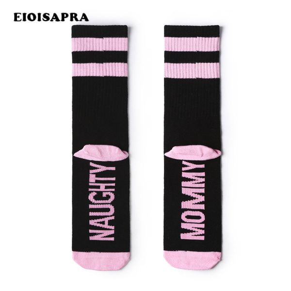 

men's socks [eioisapra]men hip hop skateboard word harajuku japanese creative fashion happy crew calcetines hombre sokken, Black