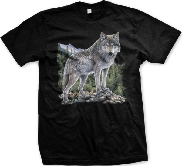 

одинокий волк охота горный пейзаж приключения магия мистическая сила mens t-shirt лета хлопка мужские top тройники смешные печати футболку