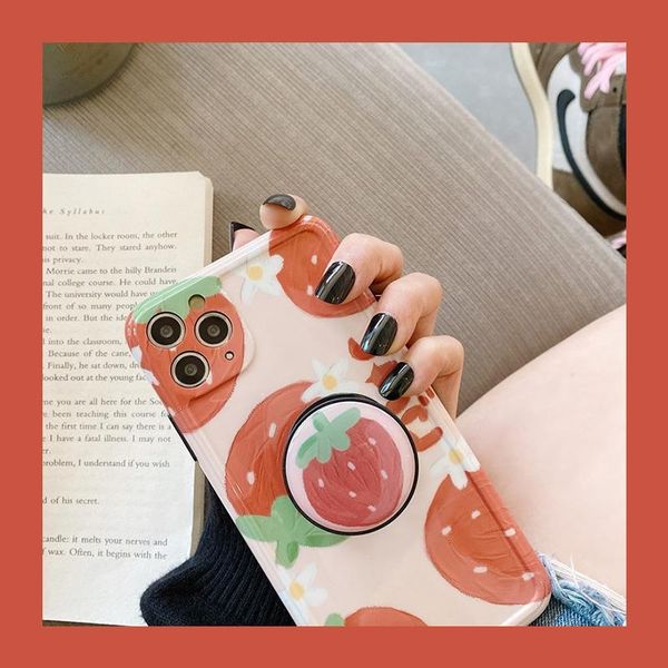 

ins hand-painted strawberry orange suitable for apple 11pro max x/xs phone case iphonexr silicon glue 8p female 7p
