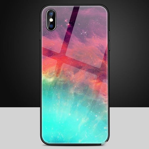 

tempered glass space phone case for iphone xs max xr x 8 7 6 6s plus soft tpu edge case 8plus starry moon cover coque
