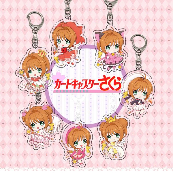 

anime card captor acrylic keyring bag phone kawaii cute character model limited charm keychain jewelry, Silver