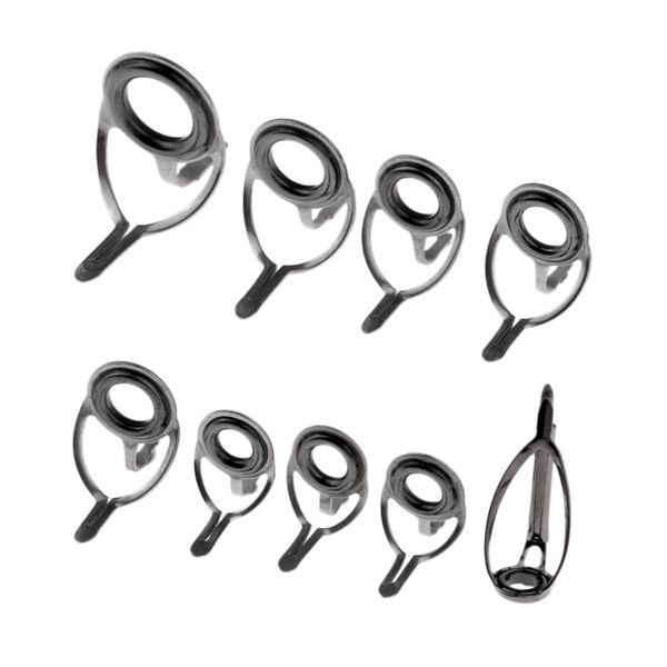 

9pcs ceramic ring eyes fishing rod guide stainless steel frame