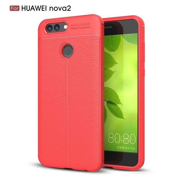 

litchi texture luxury leather pu silicone soft case for huawei nova 2 full cover shockproof bumper case