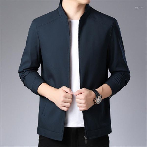 

jacket fashion long sleeved solid color zipper lapel outerwear male clothing designer casual business coats spring new mens, Black;brown
