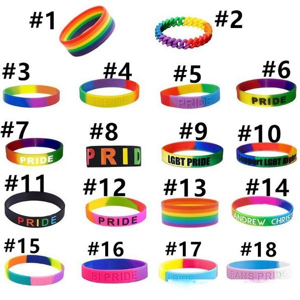 

new trendy decoration rainbow bracelets segmented gay pride silicone rubber bracelet size for promotion gift