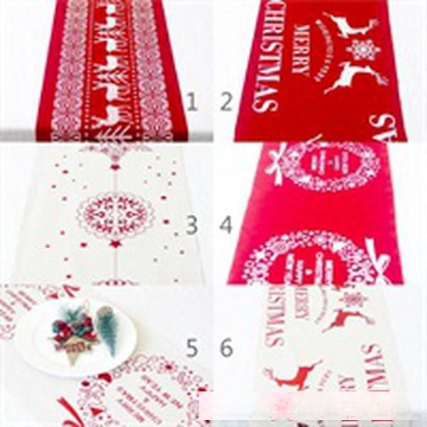 

28*270cm cotton linen printing table cloth merry christmas tablecover elk tree flag runner snowflake kitchen party decoration 15 3xb b2