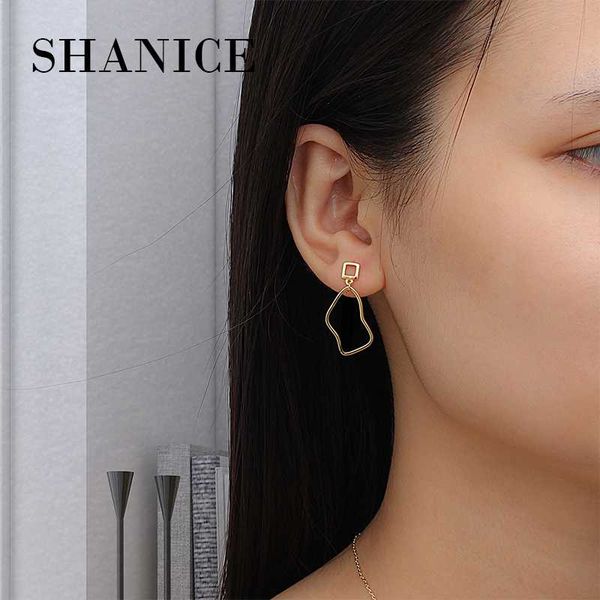 

shanice cool men's stud earrings 100% real 925 sterling silver fashion stylish tiny square women's earrings for party show, Golden;silver