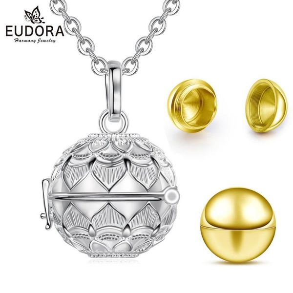 

eudora urn cremation pendant 20mm lotus opened cage locket ash holder keepsake necklace bola ball charm diy jewelry k407, Silver