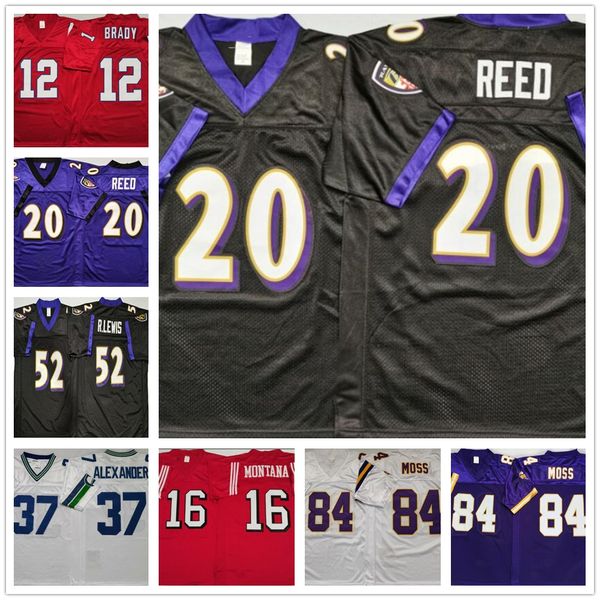 

Ncaa football jerseys 84 moss 12 BRADY 37 ALEXANDER 6 MONTANA 52 LEWIS 20 REED puple black mens jersey all stitched TOP QUAlLITY