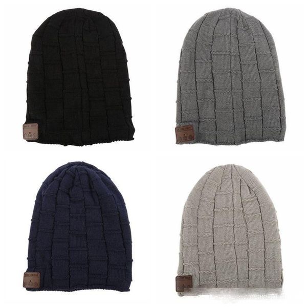 

beanie hat wireless bluetooth smart cap hats headphone headset speaker with mic e253