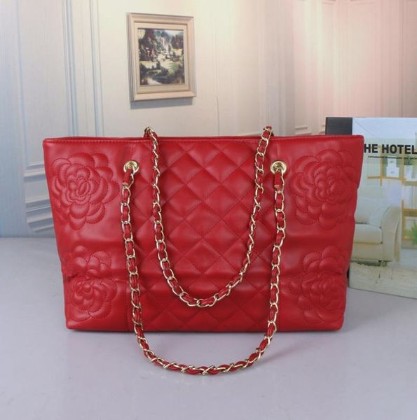 

20 21 luxury sheep skin embossed camellia flower women shoulder bags lozenge handbags metal leather chain portable cc bag diagonal bags
