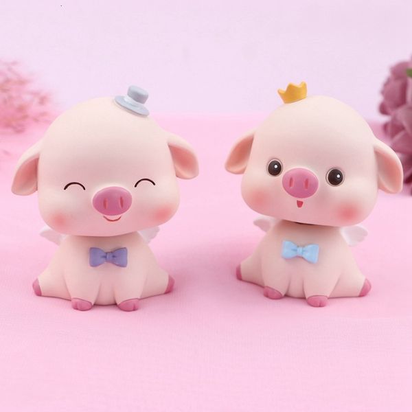

ins internet celebrity girl heart shake head cute pig car interior decoration exquisite home office deskdecoration