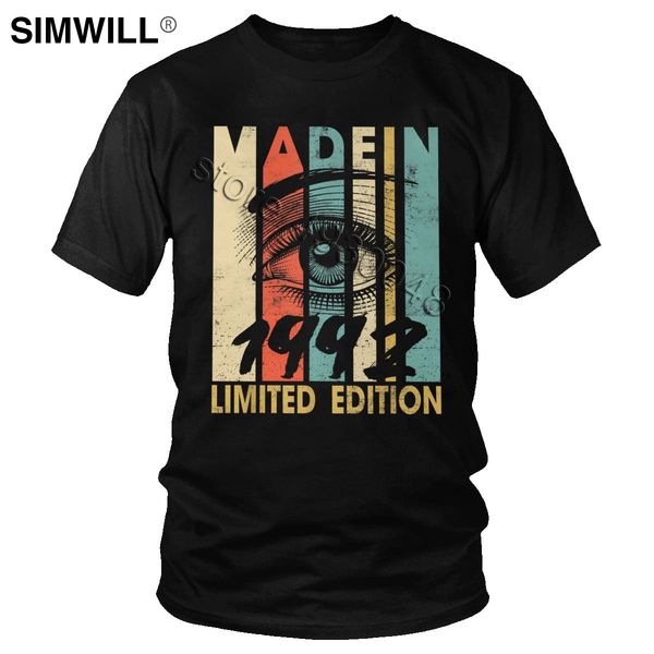 

мужчины retro vintage made in 1992 limited edition tee уникальный подарок на день рождения футболку с коротким рукавом хлопок t shirt дизайн
