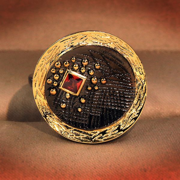 

wedding rings italian jewelry unique design retro ginkgo for women gothic zircon black gold solitaire ring punk style party gift, Slivery;golden