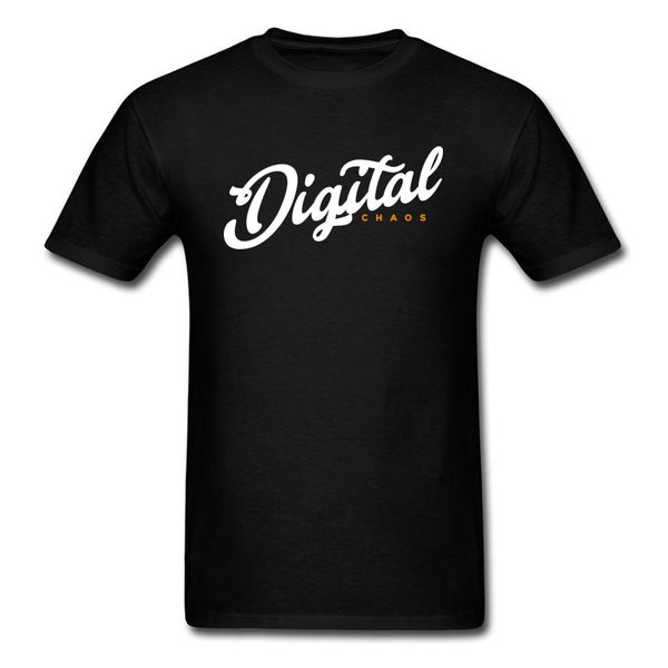 

digital chaos script t-shirt hip hop t shirt men letter tshirts 100% cotton euro black tee simple style clothes custom shop