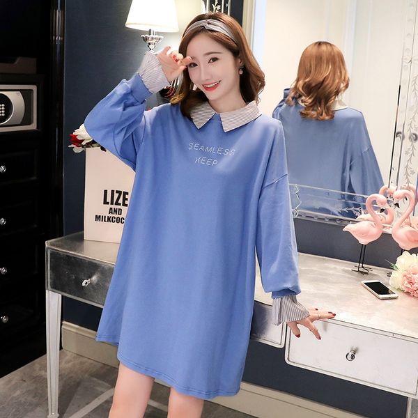 

nuoxiu свитер юбка 2020 осень и зима новая модная мамы свободно вышитые свитер dressdress dresslong рукава лацкан платье средней длиной верх, Black