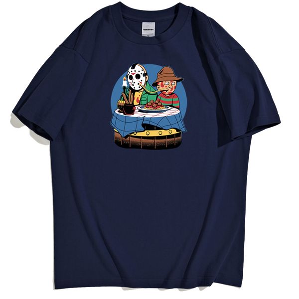 

horror movies cartoon image men tee shirt friday the 13th streetwear t-shirt for mens casual thin section male tshirts