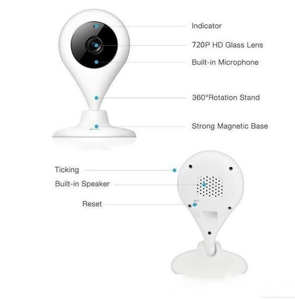 

international edition] original wifi ip camera 720p night vision 2-way audio wireless mini smart home webcam video monitor