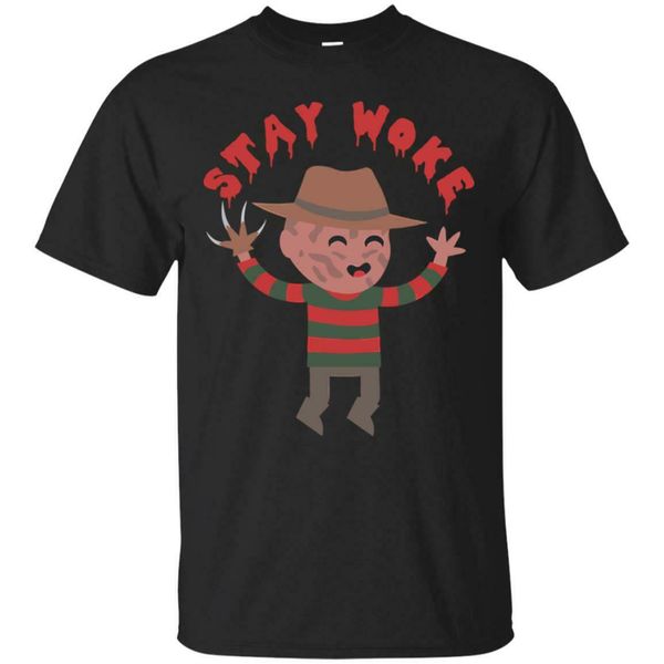 

freddy krueger stay woke men's black t shirt size s to s - 6xl harajuku funny tee shirt