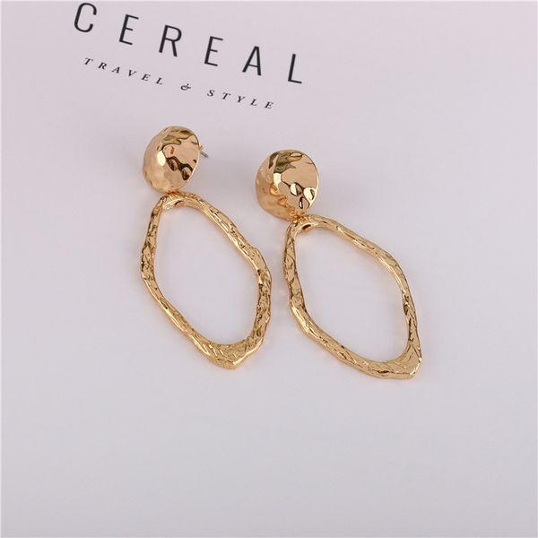 

dangle & chandelier legenstar 2021 hammered metal irregular geometric earrings gold color statement earring for women vintage jewelry, Silver