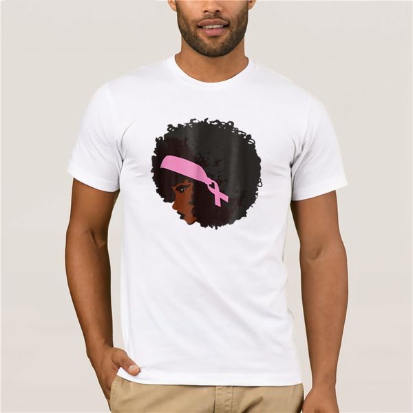 

trendy creative graphic t-shirt new men afro american breast cancer awareness shirt round neck cool man's t-shirt