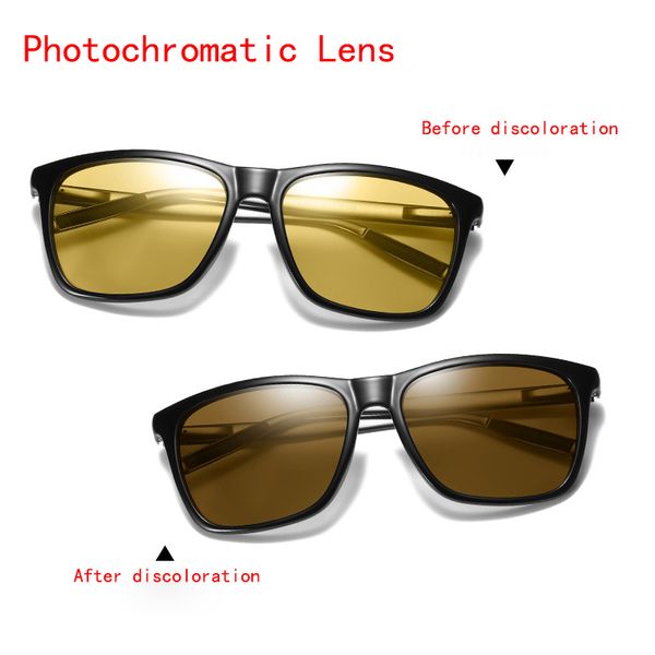 

fashion polarized pchromic night vision sunglasses mens outdoor driving fishing transition chameleon changing color lens, White;black