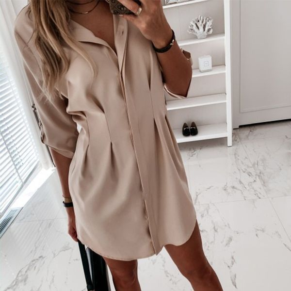 

women's blouses & shirts korean pleated casual solid white tunic midi sleeve long loose shirt female 2021 summer fashion ladies