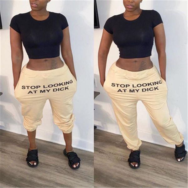 

female casual drawstring long pants slooking at my dick women pants fashion trend letter pattern low waist trousers designer, Black;white