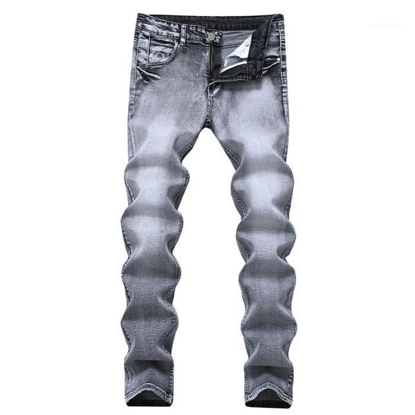 

stretch slim fit homme pants mens new designer casual jeans pencil pants light gray, Blue