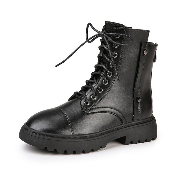 

women fashion ankle boots brand designer back zipper motorcycle boots female autumn winter shoes woman chunky platform, Black