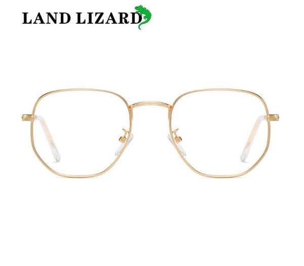 

new fashion polygon polarized sunglasses metal anti-blue light glasses frame flat mirror men women sunglasses land lizard, White;black