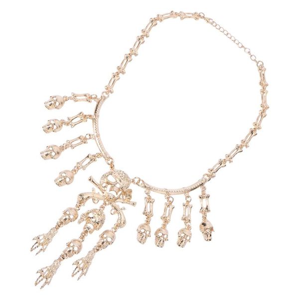 

retrotassel necklace skull multilayer jewelry soul skeleton pendant necklace, Silver