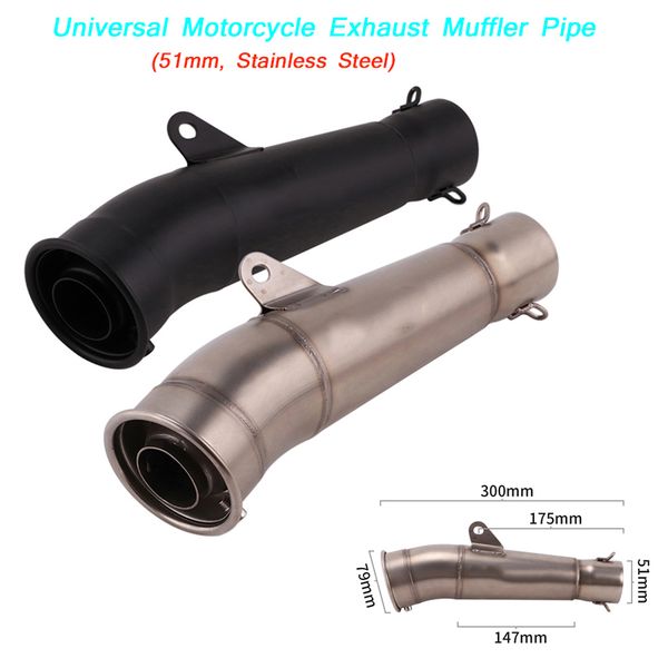 

motorcycle exhaust muffler pipe 300mm length stainless steel pipe silp on 51mm enter system
