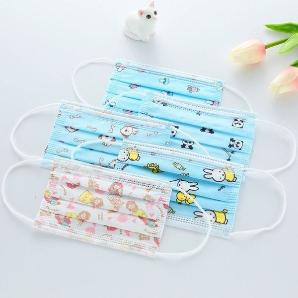 

cartoon kids masks 10pcs/pack designer facemask fashion child face children 3 layers disposable mask kid protective mouth boys girls