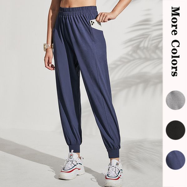 

style female yoga pants fitness sports slacks outdoor running casual elasticity yoga mat, Black;blue