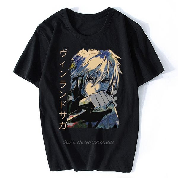 

retro men's vinland saga t shirt short sleeve cotton t-shirt casual japanese thorfinn karlsefni manga anime tee harajuku