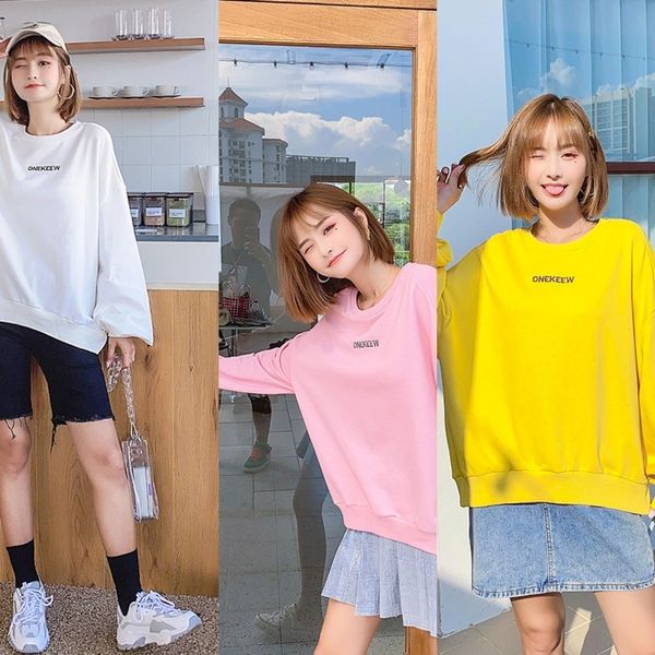 

women's clothing 2020 autumn new sweater women's round neck embroidered loose cotton sweaterembroidered sweaterkorean style long s, Black